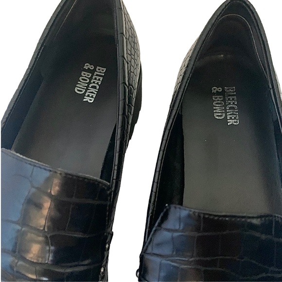 Bleeker & Bond Black Croc Embossed Wendall Platform Lug Sole Loafer Size 10 - Picture 8 of 16